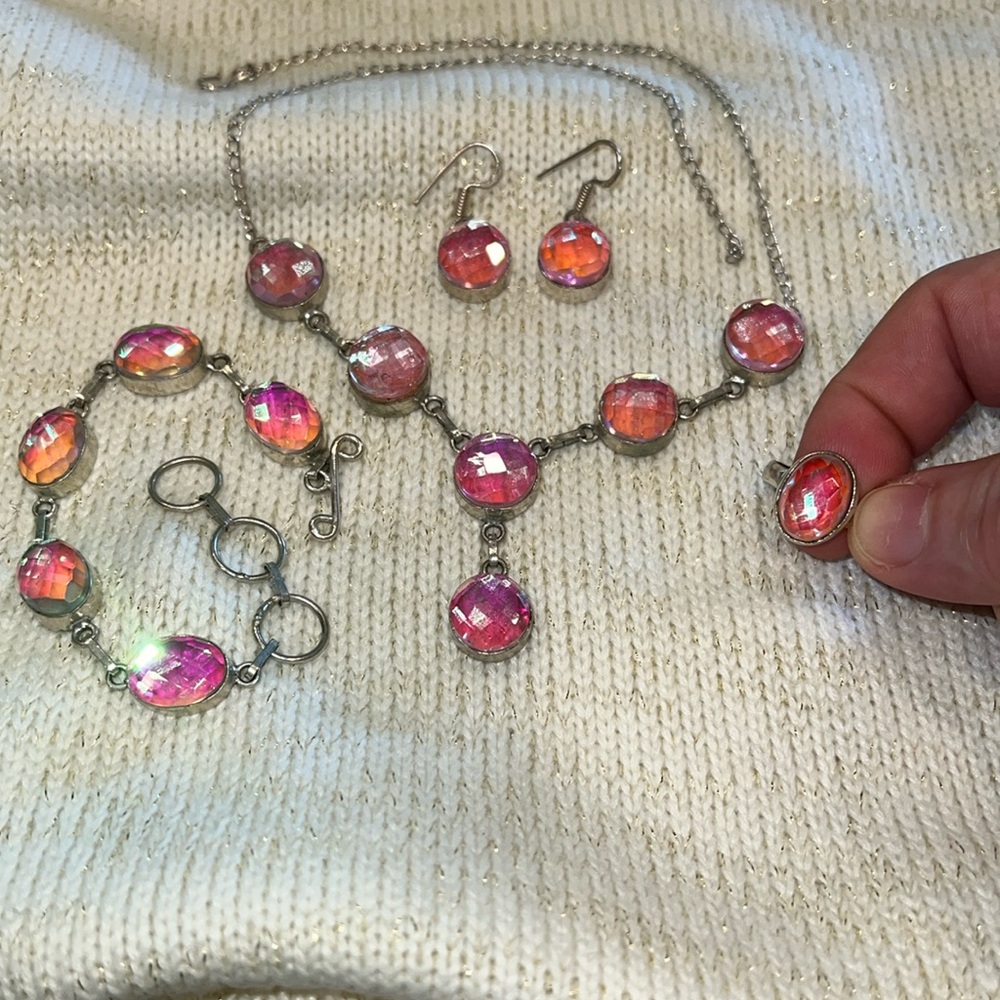 Handmade “rainbow crystal” simulation jewelry set GUC